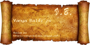 Vanya Balázs névjegykártya